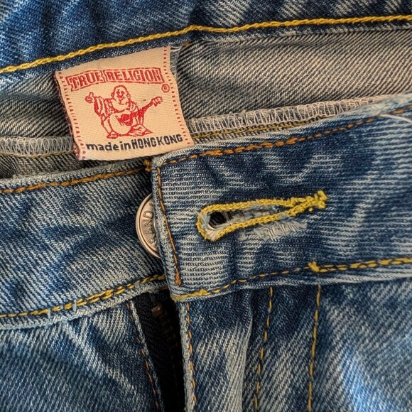 True Religion Joey Distressed Mini Jean Skirt Size 29 Low rise Y2K Festival - Picture 4 of 14